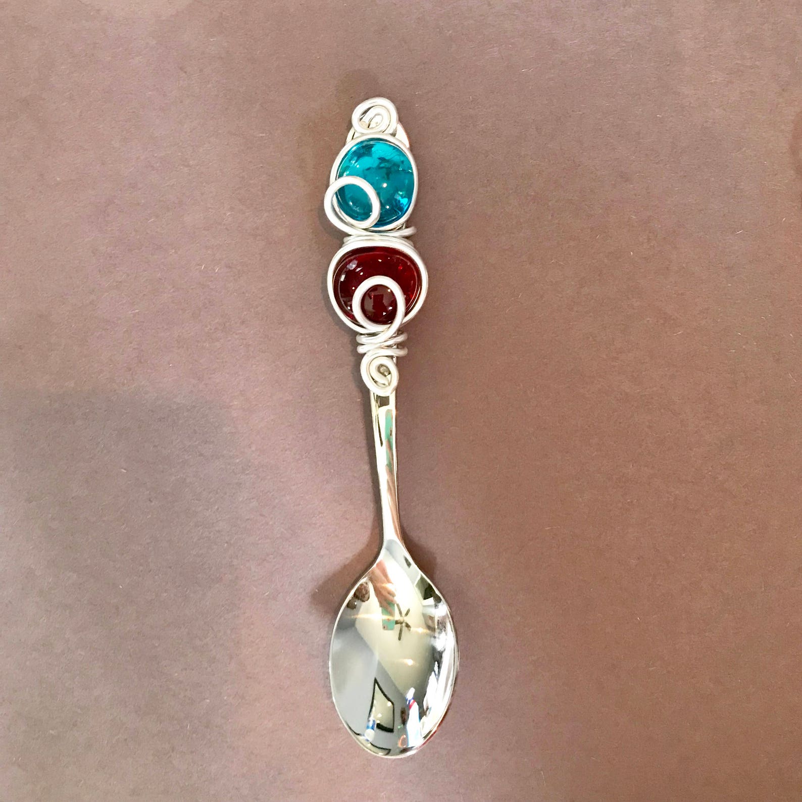 Small Dip Spoon 2 gems Condiment Spoon Wire Wrapped Spoon Etsy