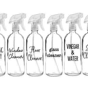 Personalized Glass Spray Bottle: Cleaning Solution, Custom Label