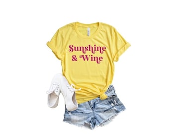 Sunshine and Wine T-Shirt: Wine Lover Shirt, Retro Wine Tee