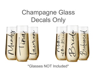 Decals For Personalized Stemless Champagne Flute | Bridesmaid Proposal Gift | Name Decal for Stemless Champagne Flute