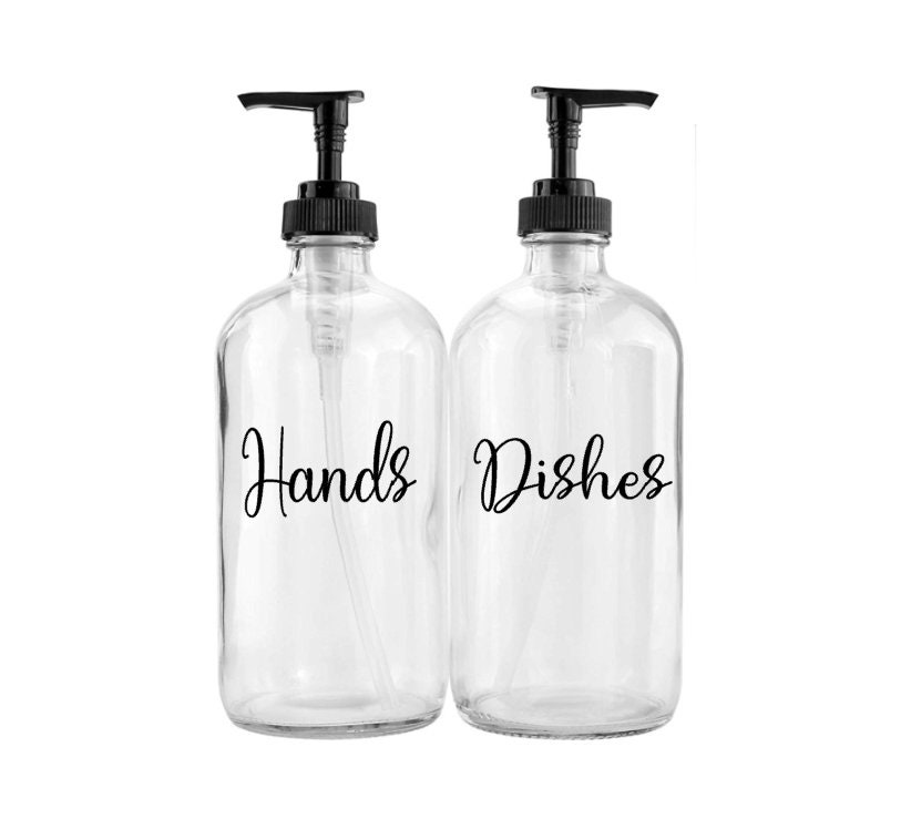 Hands Dishes Lotion Glass Dispenser Black plastic Pump