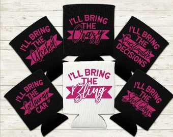 Bachelorette Party Can Covers, Bride Can Covers, Wedding Party Koozies, Slim Can Covers, Bachelorette Party Accessory