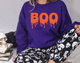 Boo Drip Halloween Sweatshirt or Hoodie: College Font Design