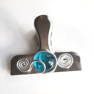 Beaded Stainless Steel Bag Clip: Rustic Coffee Clip, Photo Holder
