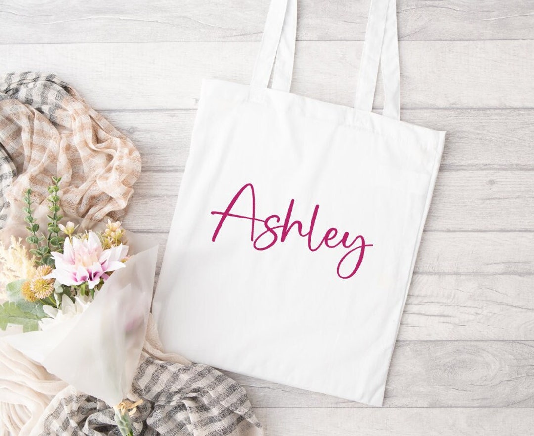 Personalized 3 Colored Canvas Bag w/Vinyl Name - 6 Bag Colors 15x15 -  Customized Tote Bag Gifts for Girls - Custom Bachelorette Party Bag -  Reusable