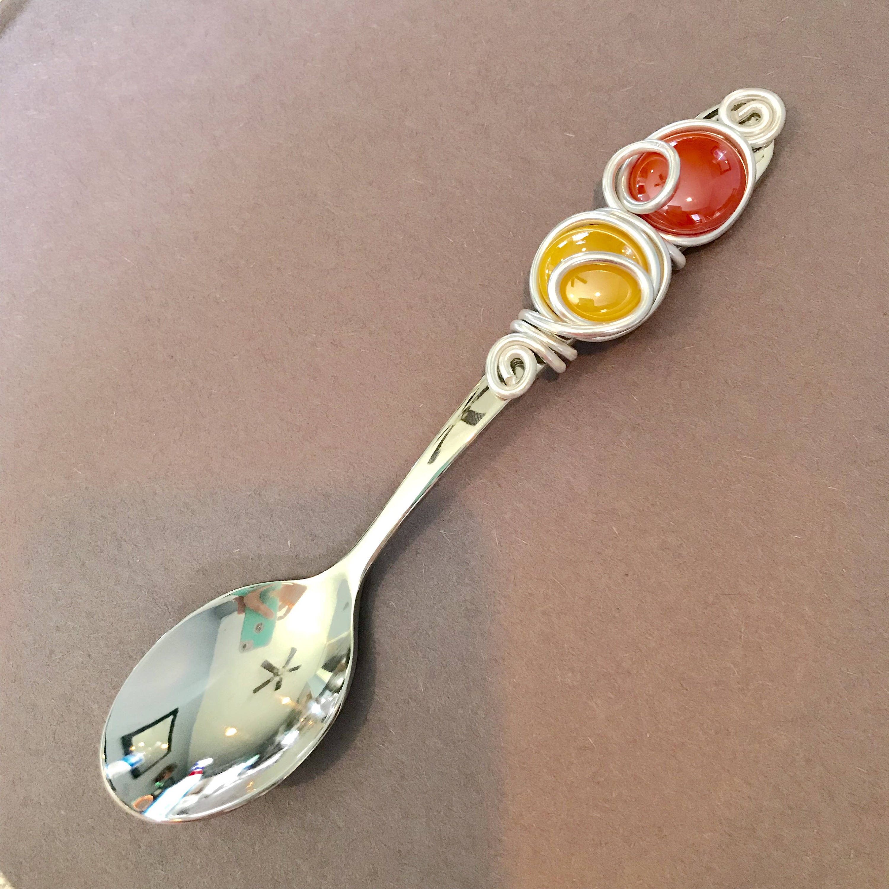 Small Dip Spoon 2 gems Condiment Spoon Wire Wrapped Spoon Etsy