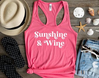 Sunshine & Wine Tank Top: Retro Wine Shirt, Vintage Wine tank top