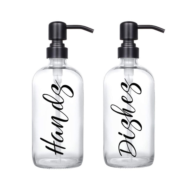 HandsDishes Soap Dispenser 2 w/Black Stainless Steel Pump Etsy
