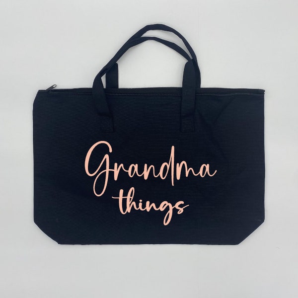 Grandma Things Tote Bag/ Large Tote Bag/ Grandma Bag/ Grandma Tote/ Grandmother Gift/ New Grandma Gift/Personalized Tote/Custom Tote