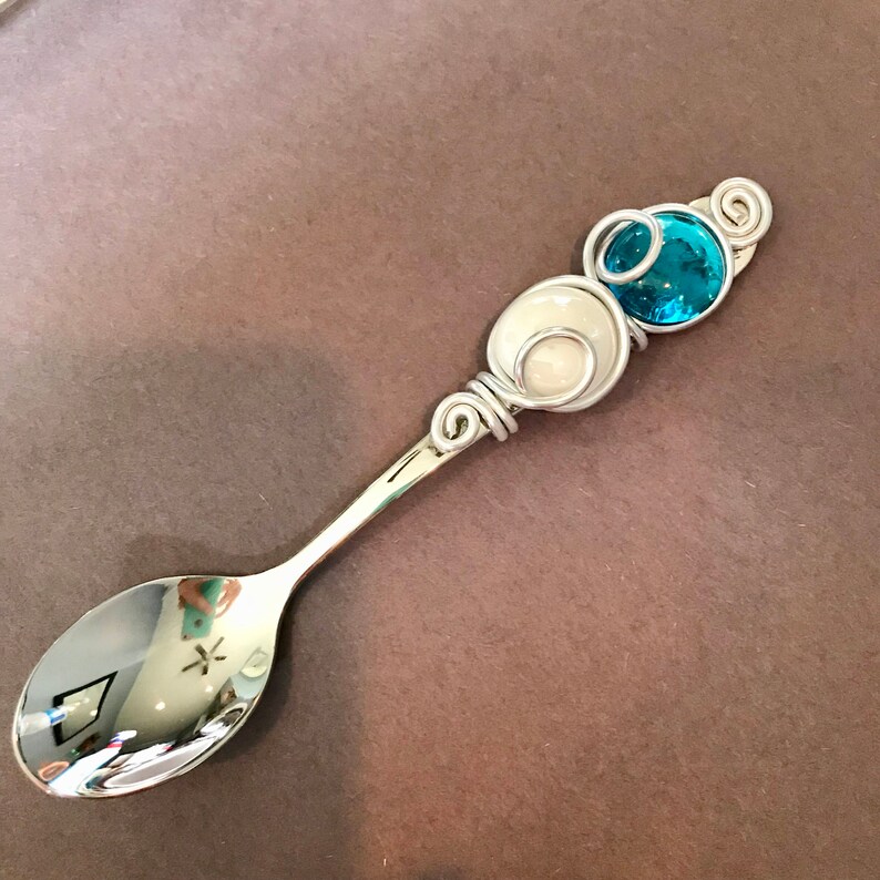 Small Dip Spoon 2 gems Condiment Spoon Wire Wrapped Spoon Etsy