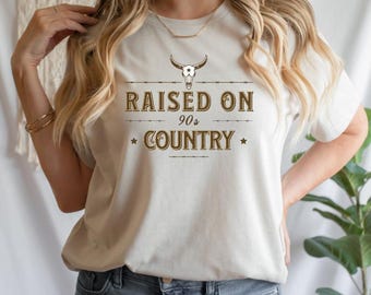Raised On 90's Country Steer Head T-Shirt