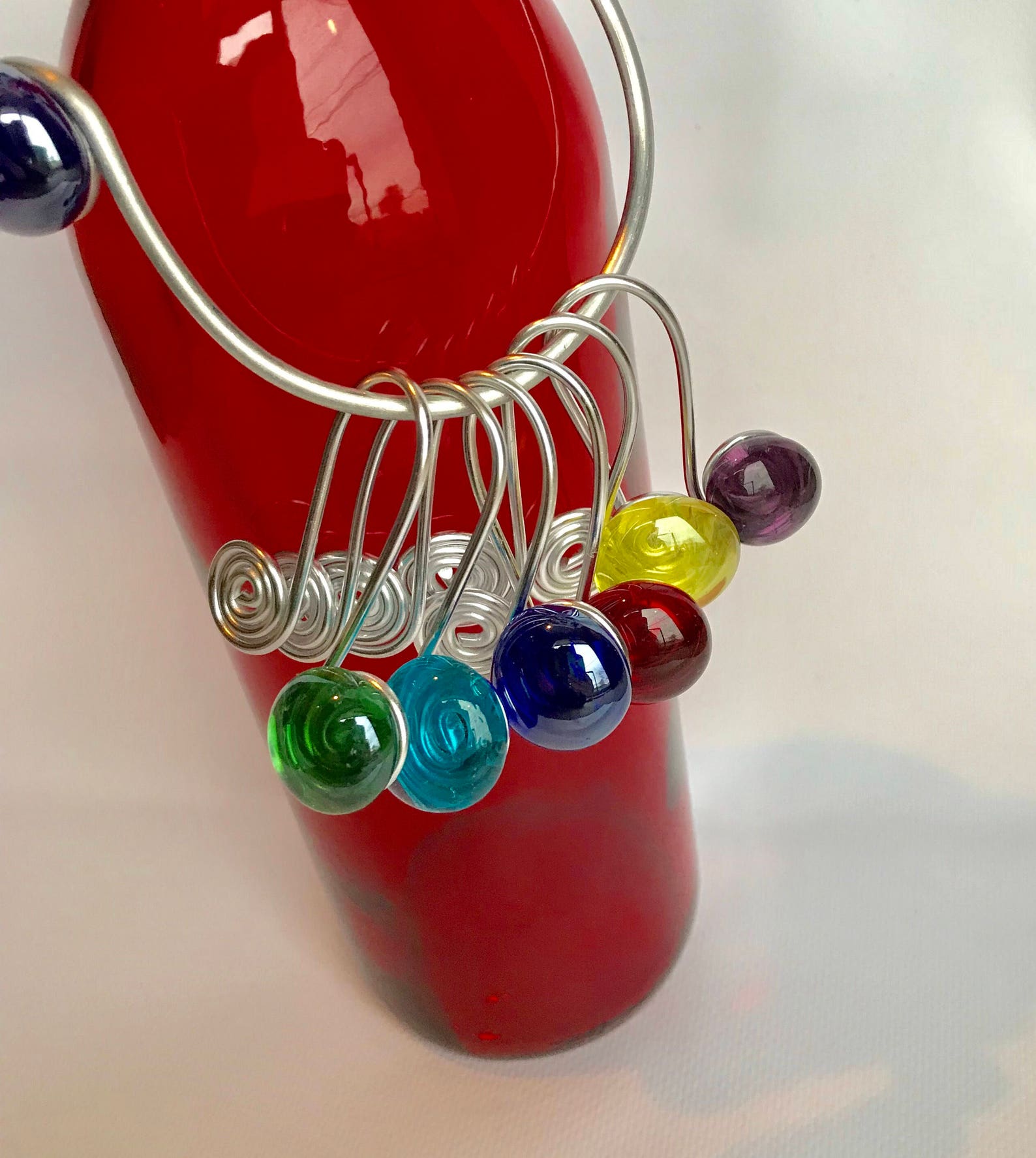 Wine Charms with Bottle Hanger Set Colorful Wine Charms Wine Etsy
