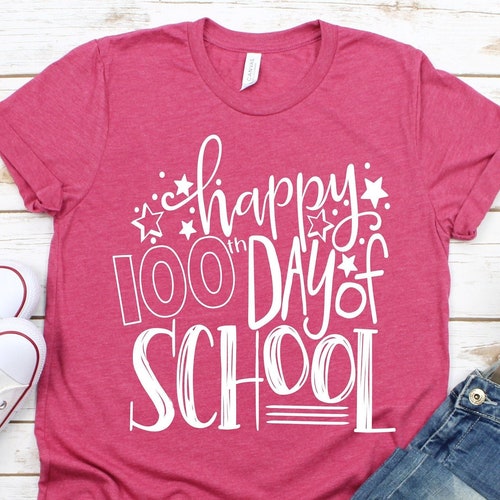 Happy 100th Day of School Teacher Tshirt 100th Day of School Etsy