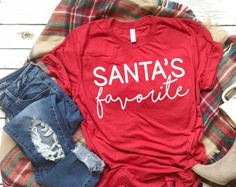 Funny Christmas Shirt, Santa's Favorite T Shirt, Teacher Christmas Tee, Teacher Shirt, Family Christmas Shirts, Cute December Shirts, Gifts