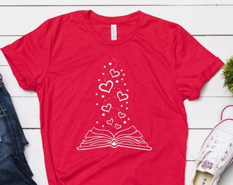 Book Lover Shirt, Teacher Reading Tee, Cute Bookish Shirt for Women, Valentine's Day School Shirt, Literacy Love Tee
