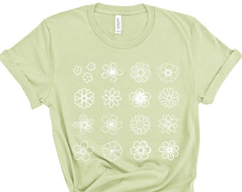 Flower Shirt, Summer Shirt For Women, Flower Doodles, Teacher Shirt, Spring Vibes Tee