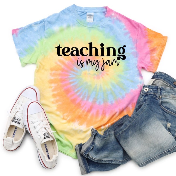 Teacher Shirts, Teaching Is My Jam, Cute Shirts For Teachers, Teach Tee, Teacher Gift, Teacher Appreciation, School Staff, Teacher Tie Dye