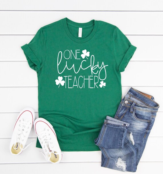 One Lucky Teacher Shirt, St Patrick's Day Teacher Tee, Holiday School T-Shirt, March 17 Teacher Outfit Idea