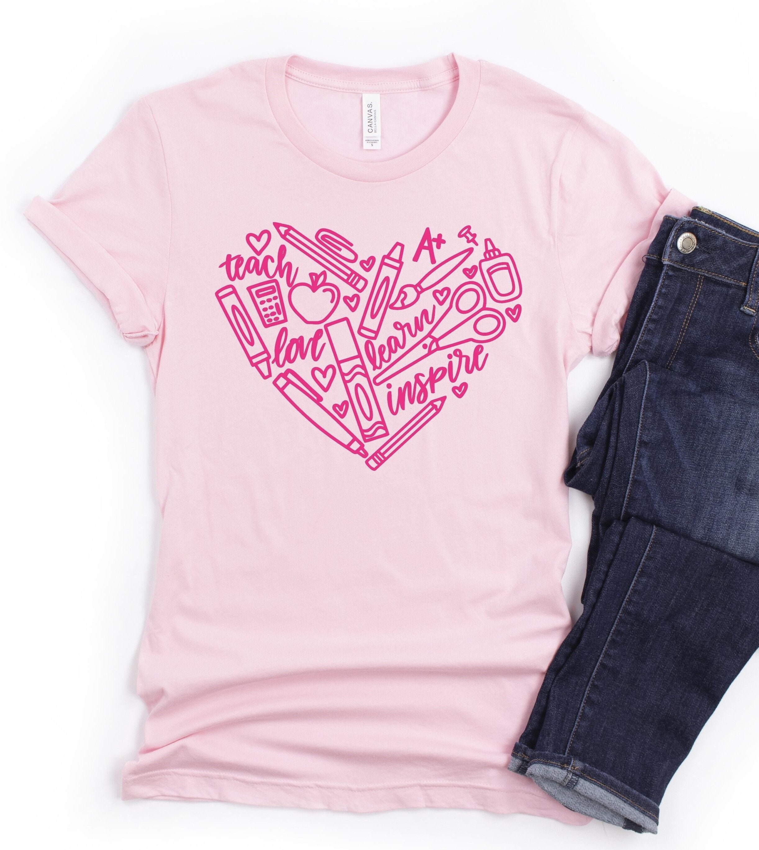 Teacher Valentine Shirt School Supplies Heart Shirt Teacher - Etsy New Zealand