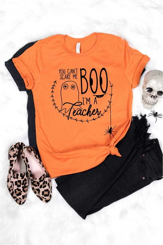 romantisk vedhæng barm Halloween Teacher Shirt Teacher Tees You Can't Scare Me - Etsy