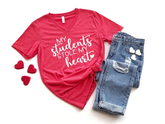 Camisa de San Valentin para maestros Mis estudiantes me robaron el corazon Camisas para maestros Camiseta