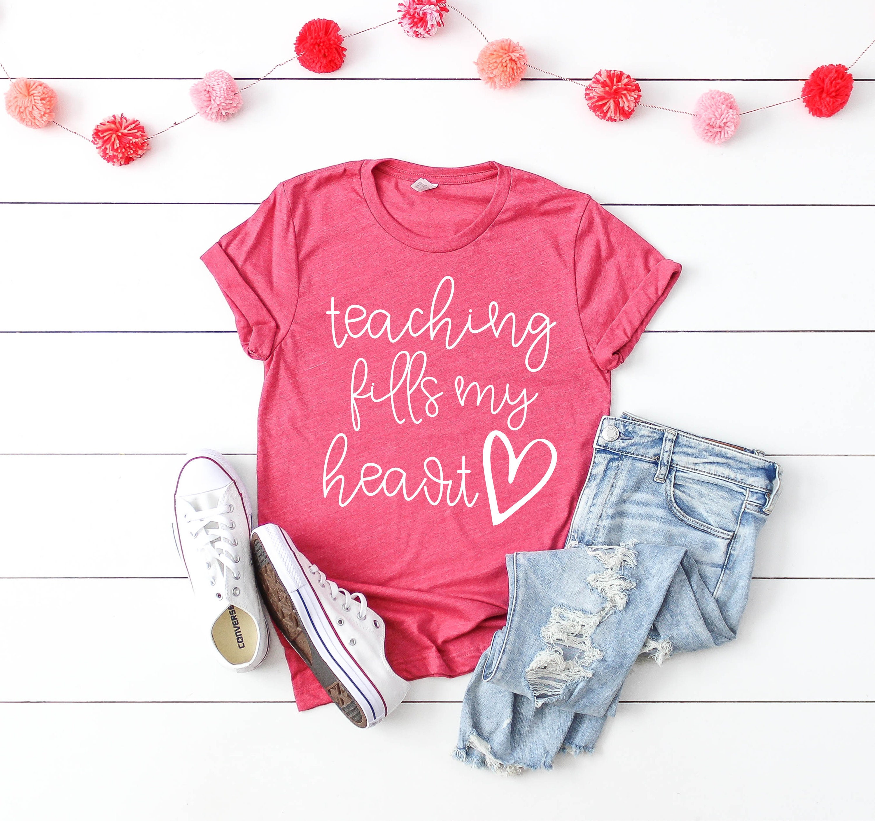 Teacher Shirt Teaching Fills My Heart Teacher Valentine - Etsy Israel