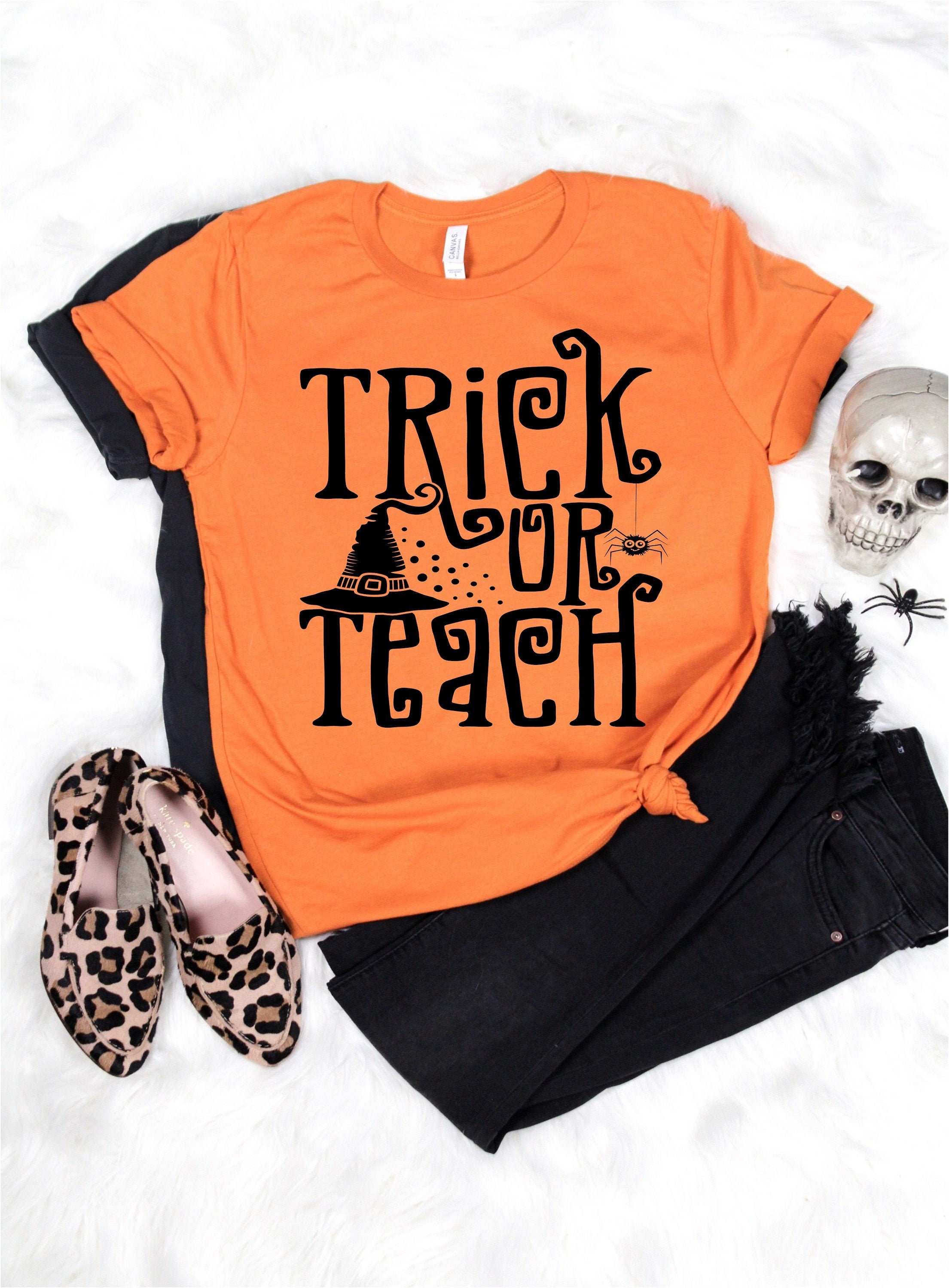 Halloween Teacher Shirt Trick or Teach Shirt Halloween Etsy