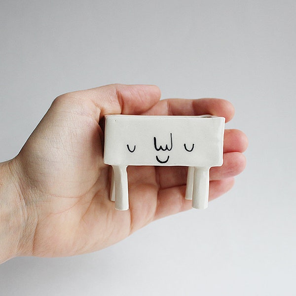 Ready to ship! Rectangular Happy Face Ring Dish (trinket holder, multipurpose) (free shipping) by Beardbangs Ceramics!