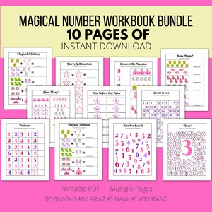 Magical Themed Math Learning Packet, Digital Download PDF Magical Themed Math Worksheet Bundle.