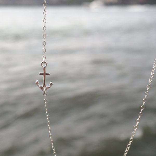 Sterling Silver SIDEWAYS ANCHOR Necklace • Sterling Silver Anchor Necklace • Sideways Necklace • Sterling Silver Necklace • Dainty Necklace