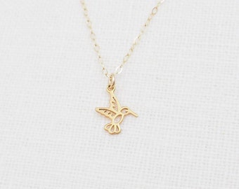 Gold Kolibri Halskette • Zierliche Kolibri Halskette • Layering Halskette • Natur Liebhaber Geschenk • Kolibri Liebhaber Geschenk • Zierliche Halskette