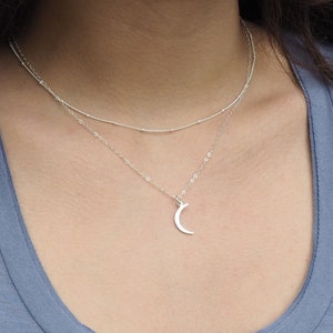 Sterling Silver CRESCENT MOON Necklace • Sterling Silver Moon Necklace • I Love You to the Moon Necklace • Layering Necklace