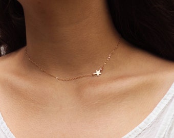 SIDEWAYS STAR Necklace in Sterling Silver, Gold Filler or Rose Gold Filled • Off Side Star Necklace • Minimalist Necklace • Be a Star •