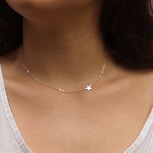 Dainty SIDEWAYS STAR Necklace in Sterling Silver, Gold Filled or Rose Gold Filled • Dainty Star Necklace • Layering Necklace