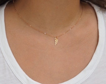 ANGEL WING Necklace in Gold or Rose Gold • Dainty Gold Wing Necklace • Rose Gold Wing Necklace