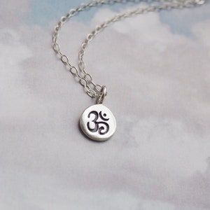 Sterling Silver OM Necklace Yoga Necklace Zen Necklace Layering Necklace Omh Necklace Dainty Necklace image 1