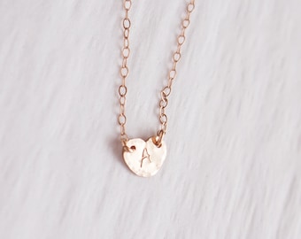 INITIAL HEART Necklace in Sterling Silver, Gold Filled • Rose Gold Heart Necklace • Initial Necklace •Love Necklace • Gift for Love One