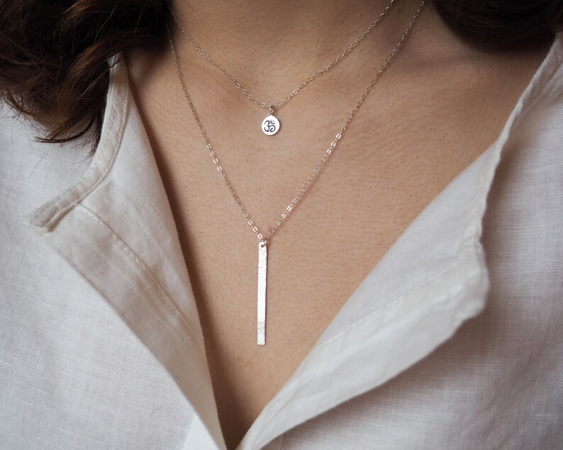 Sterling Silver OM Necklace Yoga Necklace Zen Necklace Etsy