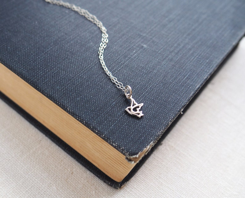 Sterling Silver DOVE Necklace \u2022 Sterling Silver Necklace \u2022 Tiny Dove Necklace \u2022 Silver Bird Necklace \u2022 Dainty Necklace \u2022 Layering Necklace