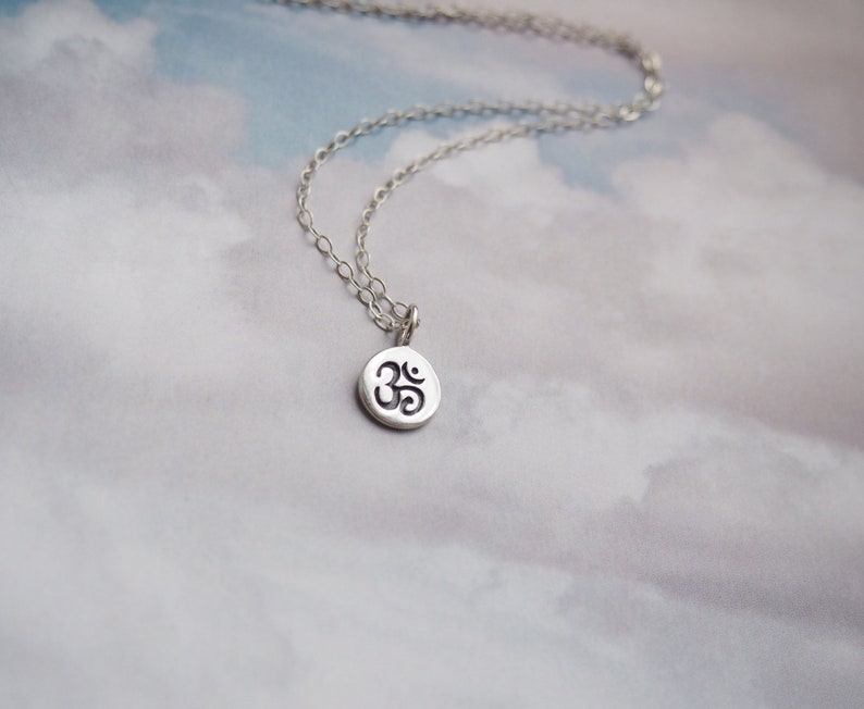 Sterling Silver OM Necklace Yoga Necklace Zen Necklace Layering Necklace Omh Necklace Dainty Necklace image 1