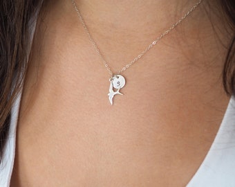 Sterling Silver Bird Necklace, Sterling Silver Initial Necklace, Spread Your Wings and Fly Necklace, Graduation Gift