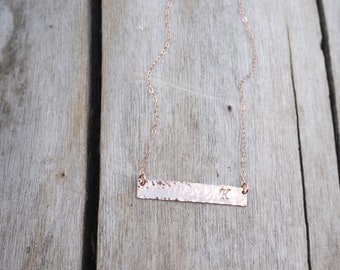 HAMMERED INITIAL BAR Necklace in Sterling Silver, Gold or Rose Gold • Personalized Necklace • Initial Necklace • Layering Necklace