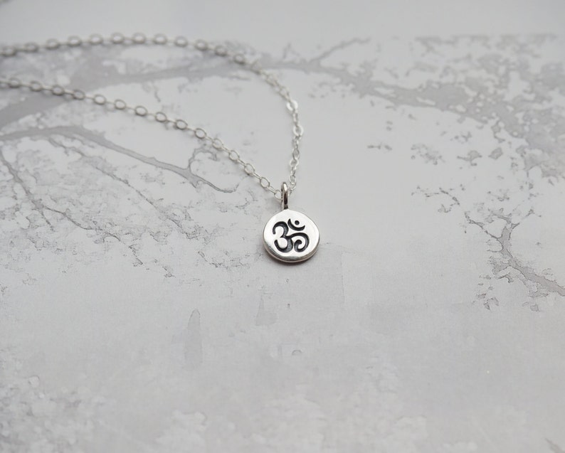 Sterling Silver OM Necklace Yoga Necklace Zen Necklace Etsy
