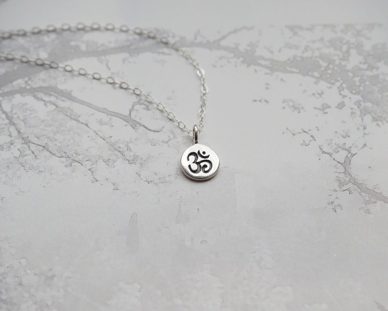 Sterling Silver OM Necklace Yoga Necklace Zen Necklace Layering Necklace Omh Necklace Dainty Necklace image 4