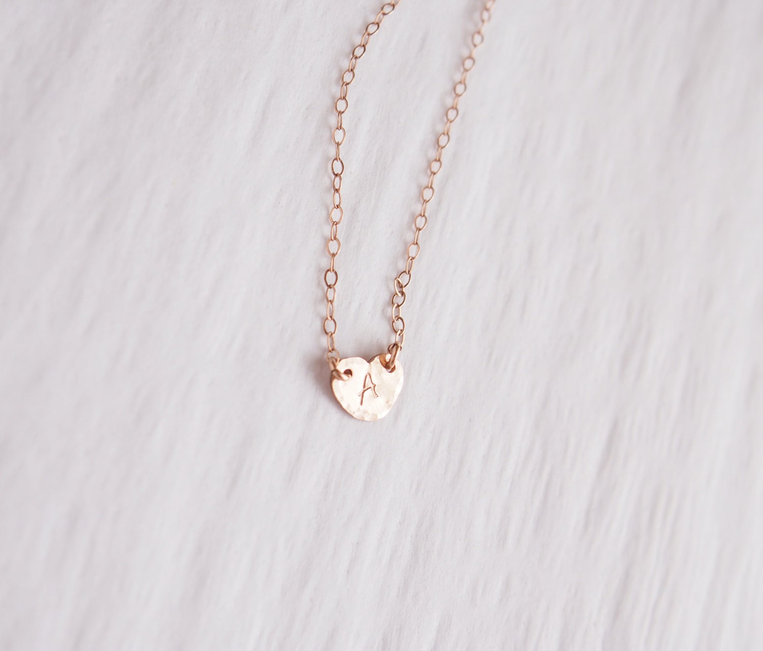 Rose gold heart initial necklace Clearance