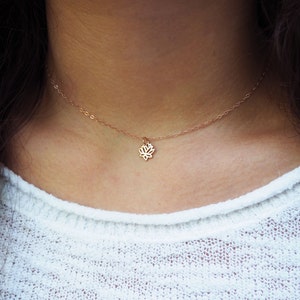 LOTUS Necklace in Sterling Silver, Gold or Rose Gold Dainty Lotus Necklace Yoga Necklace Layering Necklace image 2