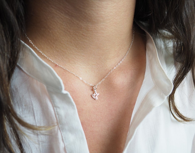 Sterling Silver DOVE Necklace \u2022 Sterling Silver Necklace \u2022 Tiny Dove Necklace \u2022 Silver Bird Necklace \u2022 Dainty Necklace \u2022 Layering Necklace