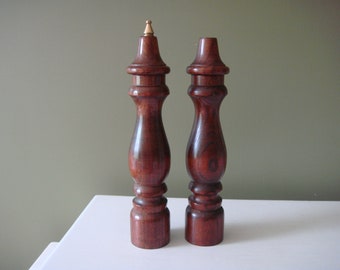 Vintage Wood Pepper Grinder and Salt Shaker - Made in Japan - 12 1/4" tall