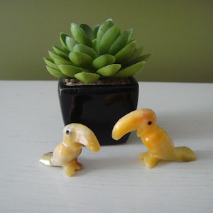 Vintage Miniature Stone Toucan Figurines