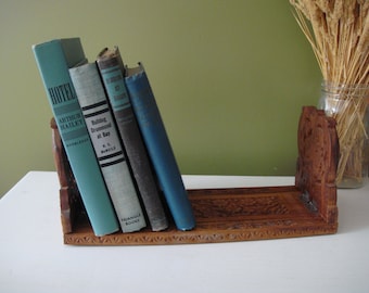 Vintage Wood Carved Expandable Book Holder - Expandable Bookends - Made in India